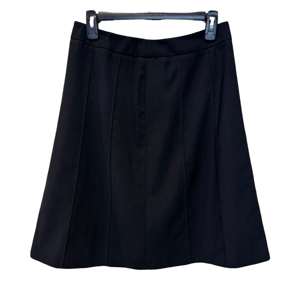Ann Taylor Midi Black Skirt Lined Zipper Back Women’s Size 8P Dressy Career Work